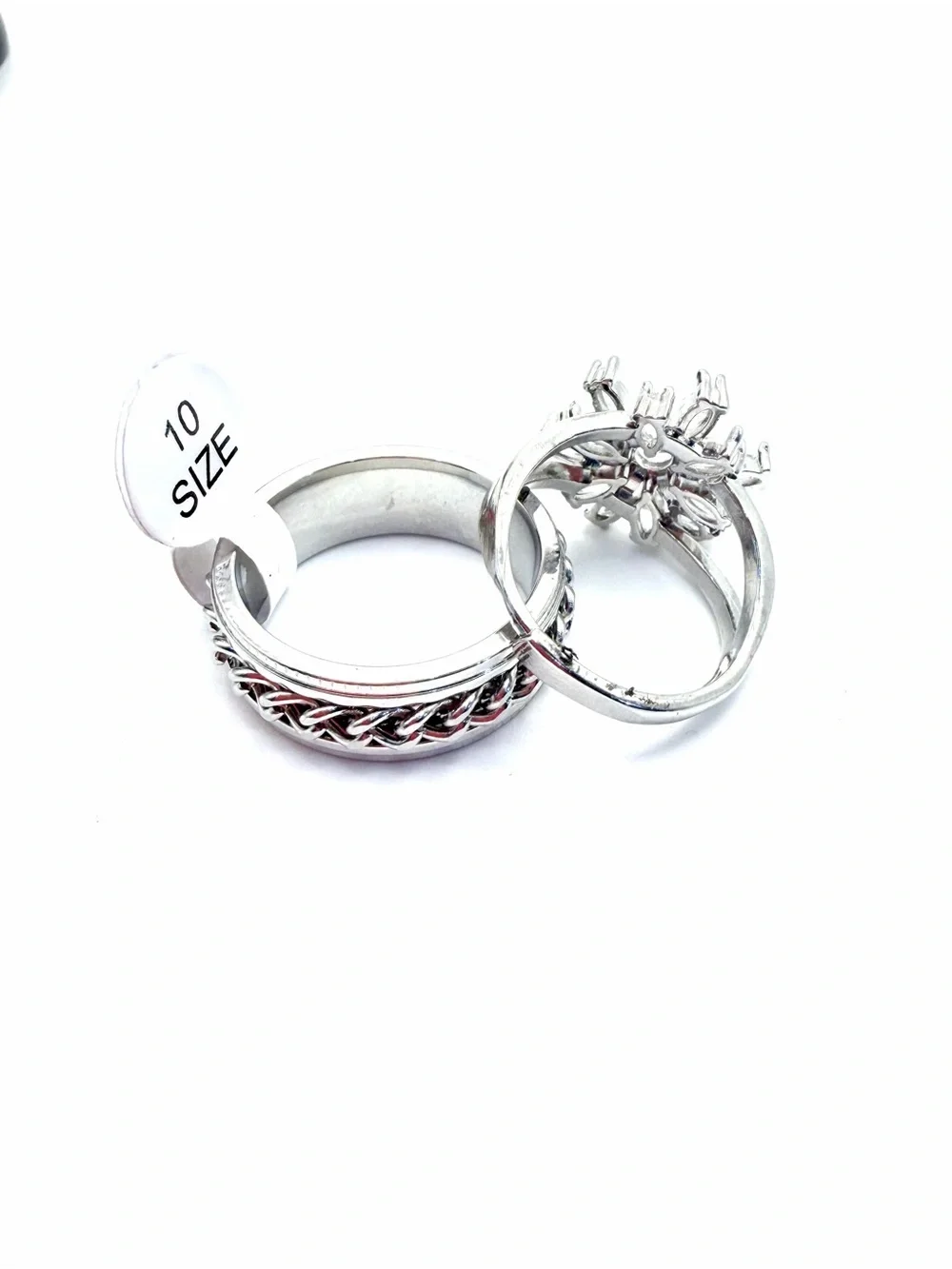 Silver -Tone Couple  Ring Set